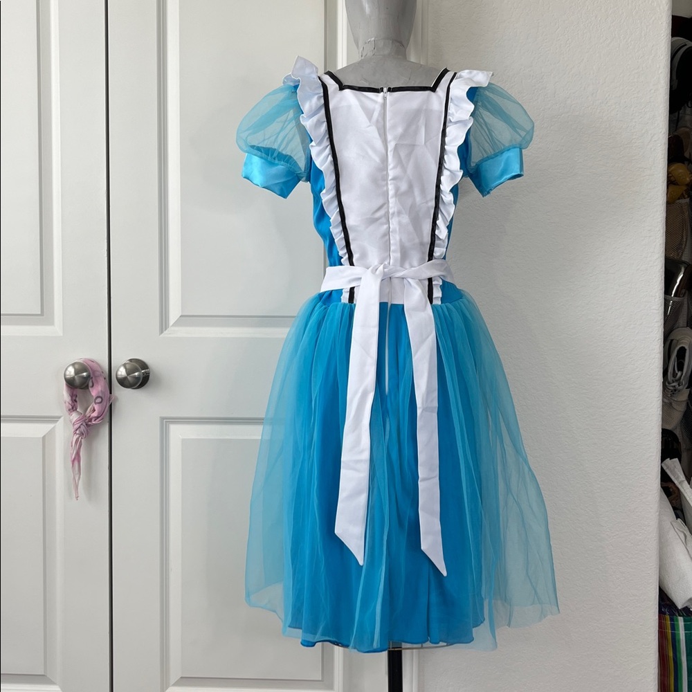 Leg Avenue Alice in Wonderland Apron Blue Tulle Costume Outfit Midi Dress - Picture 4 of 8